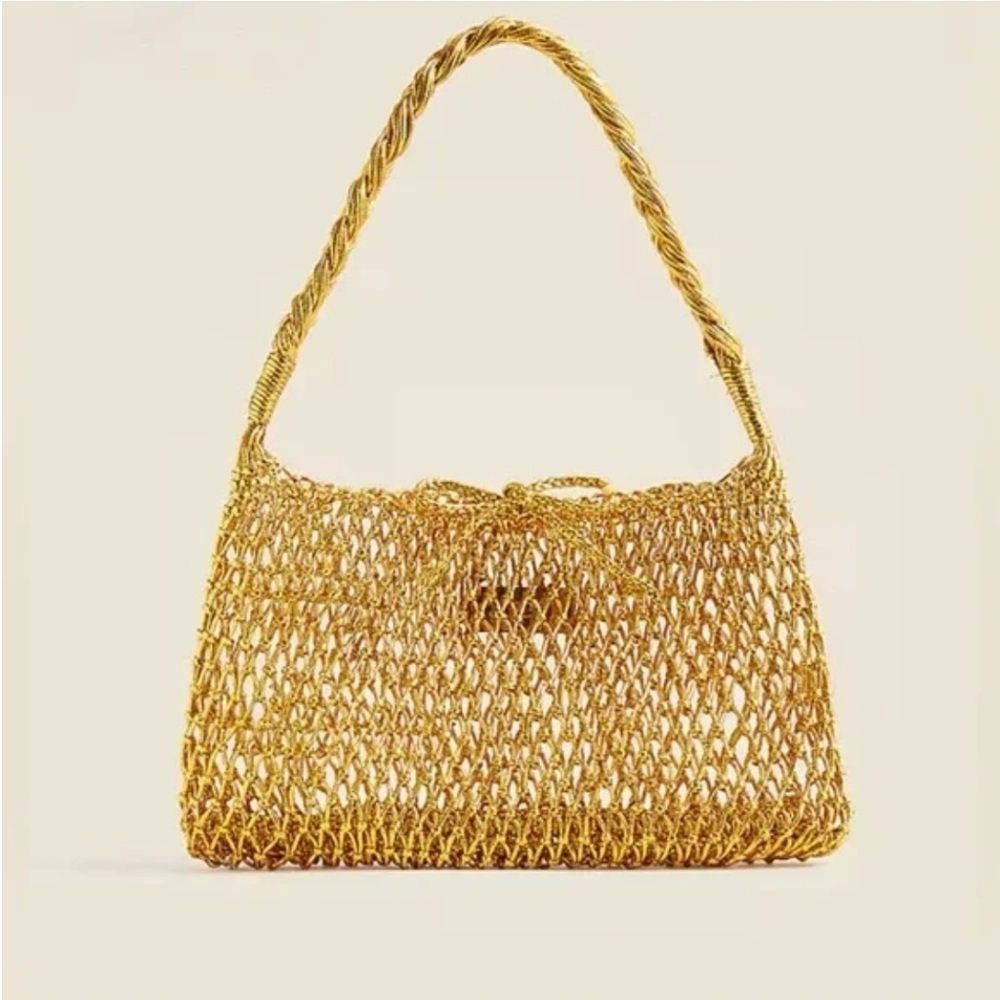 J. Crew Small Cadiz Gold Woven Shoulder Bag